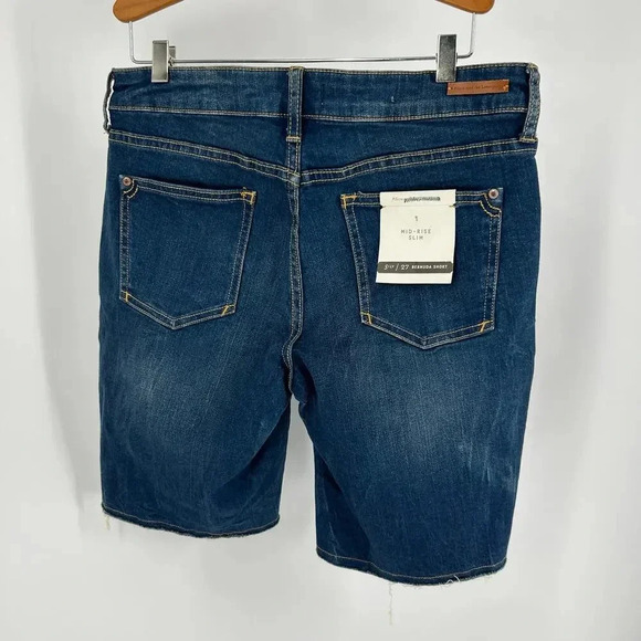 NWT Pilcro By Anthropologie Mid Rise Slim Denim Shorts Dark Wash Blue Size 27 - Picture 3 of 6